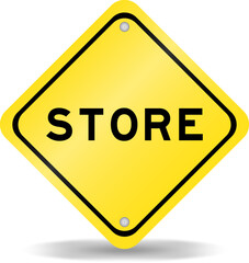 Yellow color transportation sign with word stock on white background