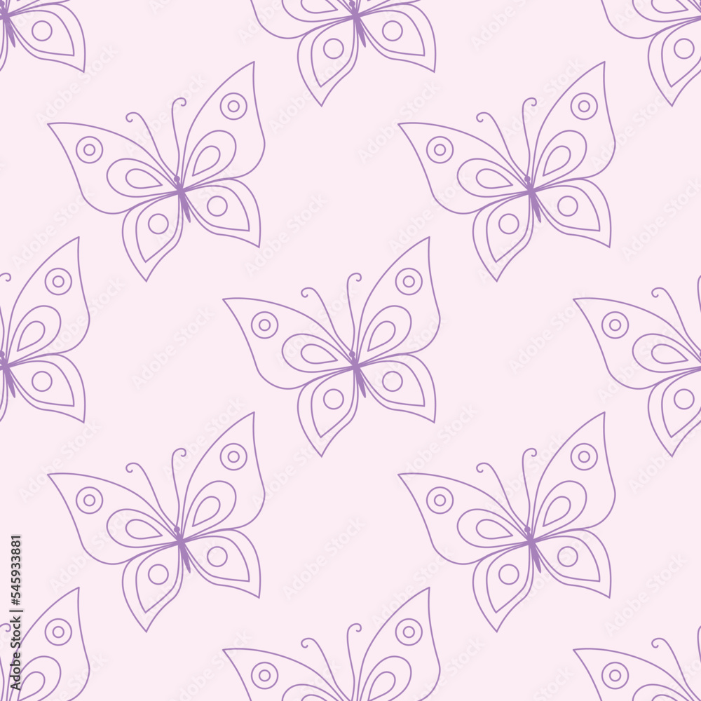 Poster purple butterfly vector repeat pattern