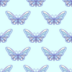 Blue butterfly vector repeat pattern