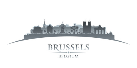 Brussels Belgium city silhouette white background