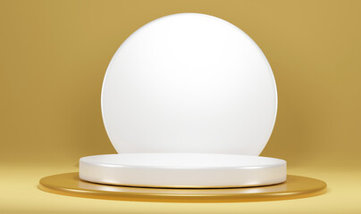 3D White and Gold Podium simple clean