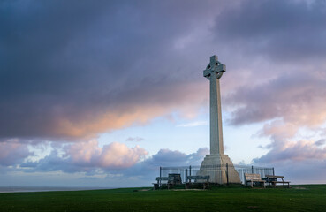 Stormy dawn morning on Tennyson Down Isle of Wight south east England