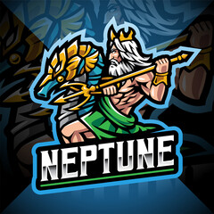 Neptune god esport mascot logo design © Visink.art