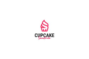 Flat cupcake logo design vector illustration idea 