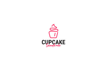 Flat cupcake logo design vector illustration idea 