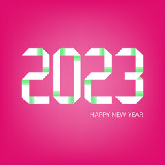 Pink vector origami happy new year 2023 card
