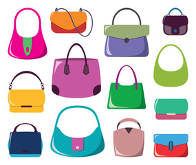 Vector women handbags set various fashion styles