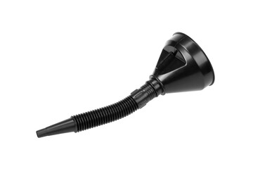 Black Plastic funnel isolated on white background with clipping path.	