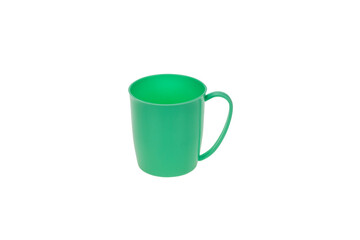 Plastic green cup isolated on white background with clipping path.	