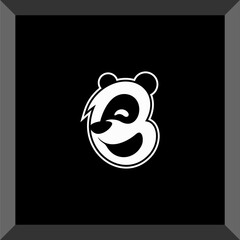 a simple panda animal logo and the letter B for a symbol or icon
