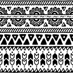 Aztec tribal black and white seamless pattern. Native American Southwest, Navajo for wallpaper, fabric, textile, blanket, scrapbook