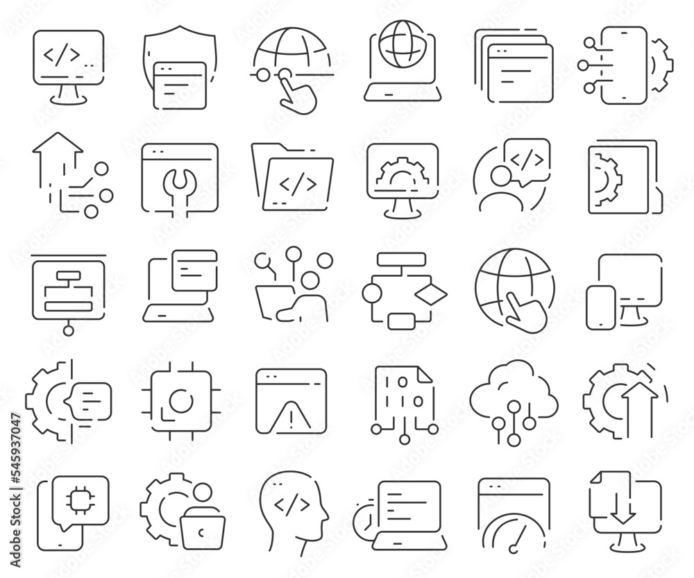 Poster Programming line icons collection. Thin outline icons pack. Vector illustration eps10