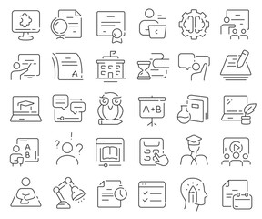 Study line icons collection. Thin outline icons pack. Vector illustration eps10