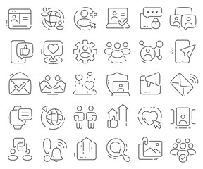 Social network line icons collection. Thin outline icons pack. Vector illustration eps10