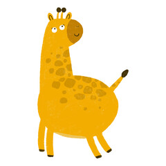 cute childish hand painted illustration with safari animal, savannah giraffe