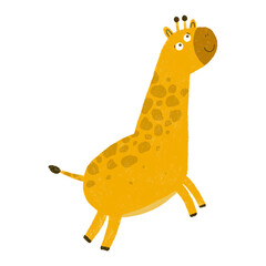 cute childish hand painted illustration with safari animal, savannah giraffe