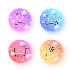 Winner podium, Cloud communication and Freezing minimal line icons. 3d spheres or balls buttons. Fuel energy icons. For web, application, printing. Vector