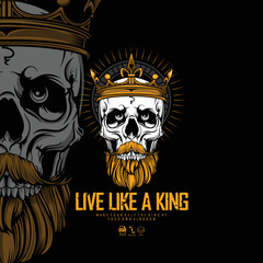 SKULL KING ILLUSTRATION WITH A BLACK BACKGROUND