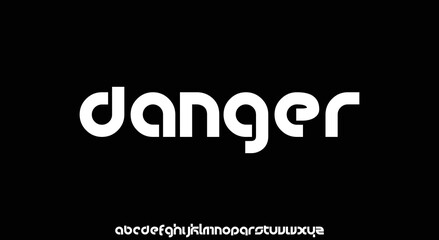 DANGER Minimal urban font. Typography with dot regular and number. minimalist style fonts set. vector illustration