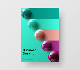 Amazing company identity A4 design vector layout. Premium realistic spheres leaflet concept.