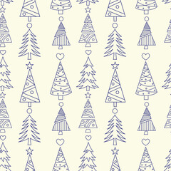 Christmas tree repeat pattern, vector background,