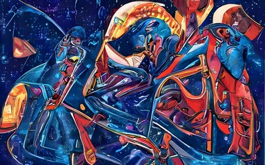 Spectacular watercolor painting of an abstract scene. Digital art illustration