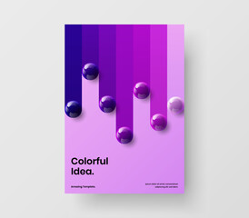 Unique realistic spheres booklet template. Clean magazine cover A4 design vector concept.