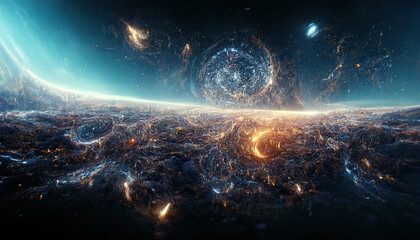 Fantastic space. Nebula. AI render.