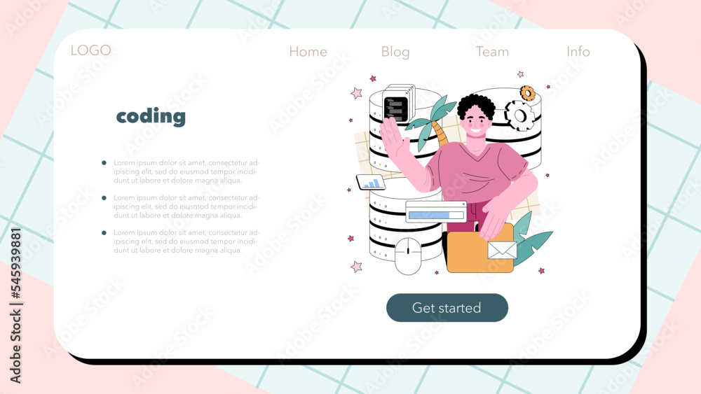 Poster big data analytics web banner or landing page. big data specialist