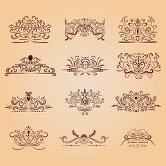 Vintage decorative brush elements set