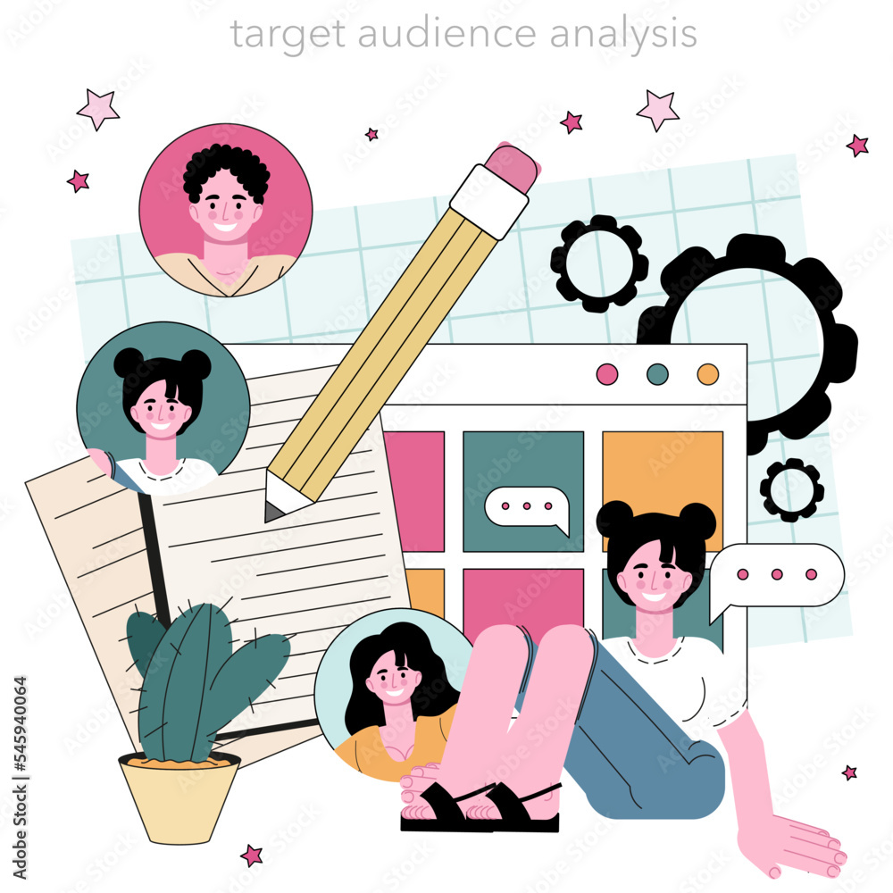 Poster content filling concept. target audience analysis and making responsive
