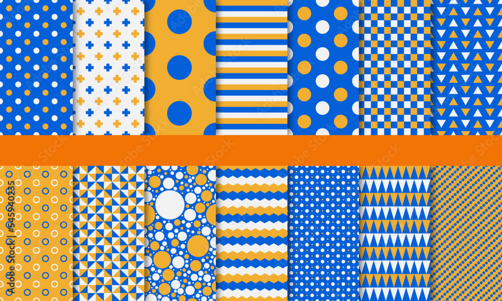 Poster set of geometric seamless pattern. set of abstract seamless patterns. collection of simple geometric