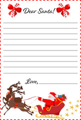 blank letter format to be filled in by children and sent to santa claus with wishes and requests for christmas gifts