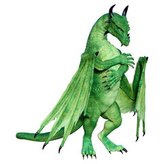 3D Rendering Fairy Tale Dragon on White