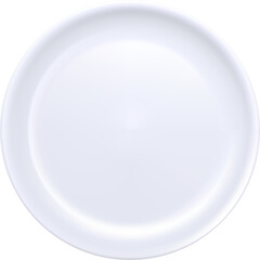 White Round Plate On Transparent Background. Top View. Photo Realistic Illustration