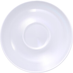 White Round Saucer On Transparent Background. Top View. Photo Realistic Illustration