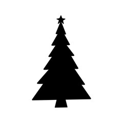Flat hand drawn christmas tree silhouette illustration