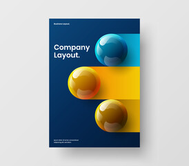 Original 3D balls corporate identity layout. Isolated magazine cover design vector illustration.