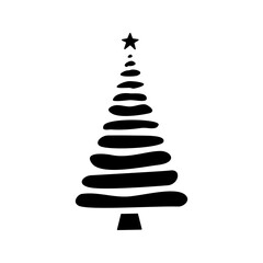 Flat hand drawn christmas tree silhouette illustration
