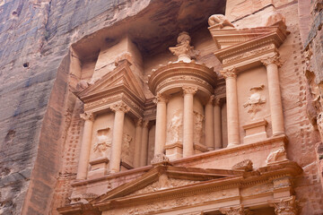 Ancient Petra in Aqaba. Travel, vacation and tourism concept 