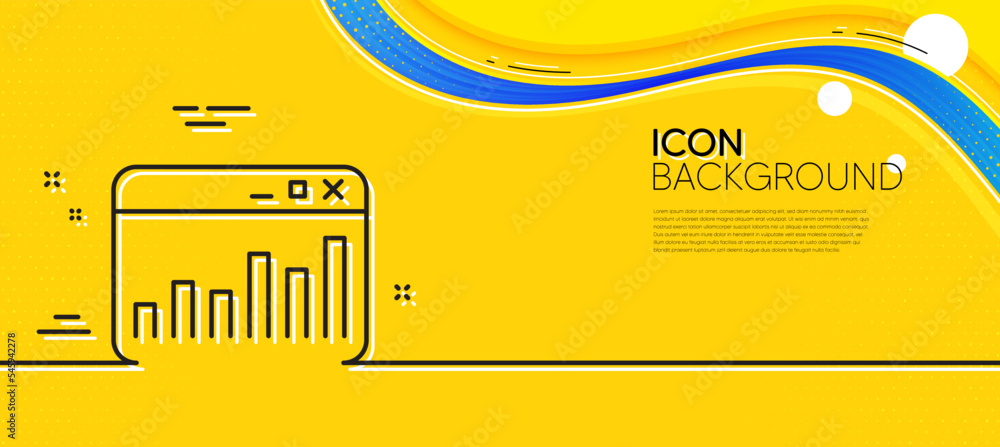 Poster marketing statistics line icon. abstract yellow background. web analytics symbol. browser window sig