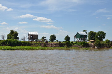 Fototapeta na wymiar Coast of Mekong River phnom Phen Cambodia Sunny day