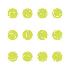 Flat vector illustration in childish style. Hand drawn different tennis balls