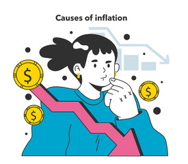 Financial inflation causes. Growing up prices and value of money