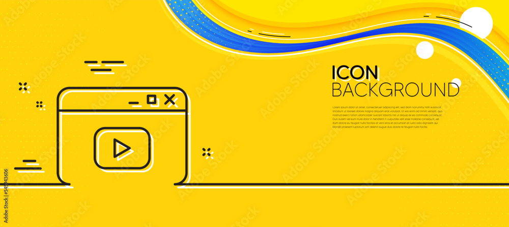 Aufkleber browser window line icon. abstract yellow background. video content sign. internet page symbol. mini