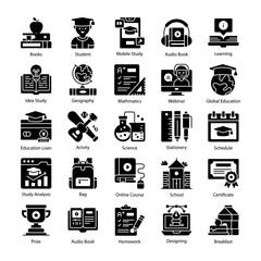 Set of flat vector design education, school and university with elements for mobile concepts and web apps. modern style vector illustration