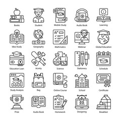Set of flat vector design education, school and university with elements for mobile concepts and web apps. modern style vector illustration