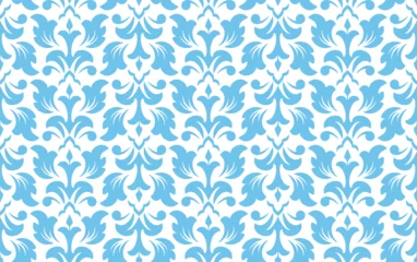 Fototapete Flower geometric pattern. Seamless vector background. White and blue ornament. Ornament for fabric, wallpaper, packaging. Decorative print © ELENA