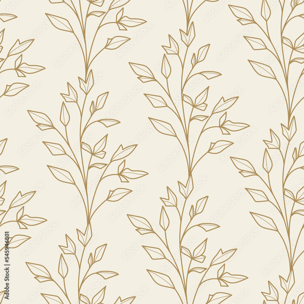 Wall mural Golden grass repeat pattern, seamless vector