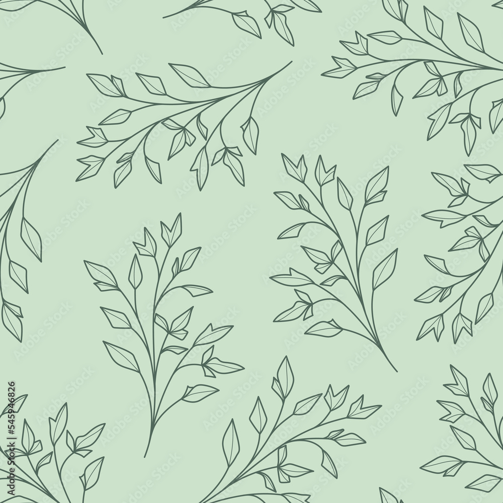 Poster green grass line illustration, vector repeat pattern